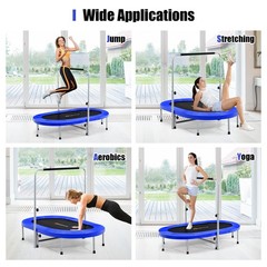 Costway 50″ Trampoline for 2 People Foldable Rebouncer w/Adjustable Handrail