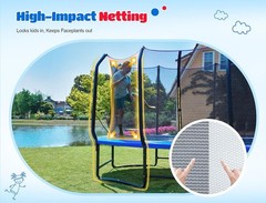 ORCC Oval Outdoor Trampoline with Safety Net Gymnastics Trampoline for Kids