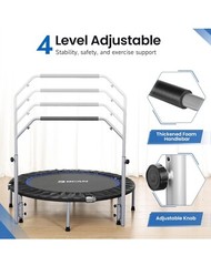 BCAN Trampoline for Fitness Rebounder & Adjustable Foam Handle – 330 Lbs