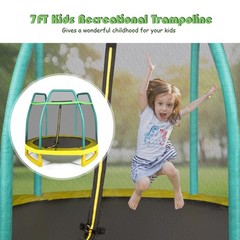 7FT Kids Trampoline W/ Spring Pad Safety Enclosure Net Indoor Outdoor Heavy Duty