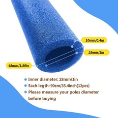 Trampoline Safety Pole Foam Sleeves – 1″ Diameter, 35.4″ Length, Set of 12, Blue