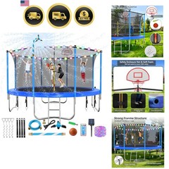 Upgraded 16FT 15FT 14FT 12FT 10FT 8FT Trampoline Outdoor with Basketball Hoop…
