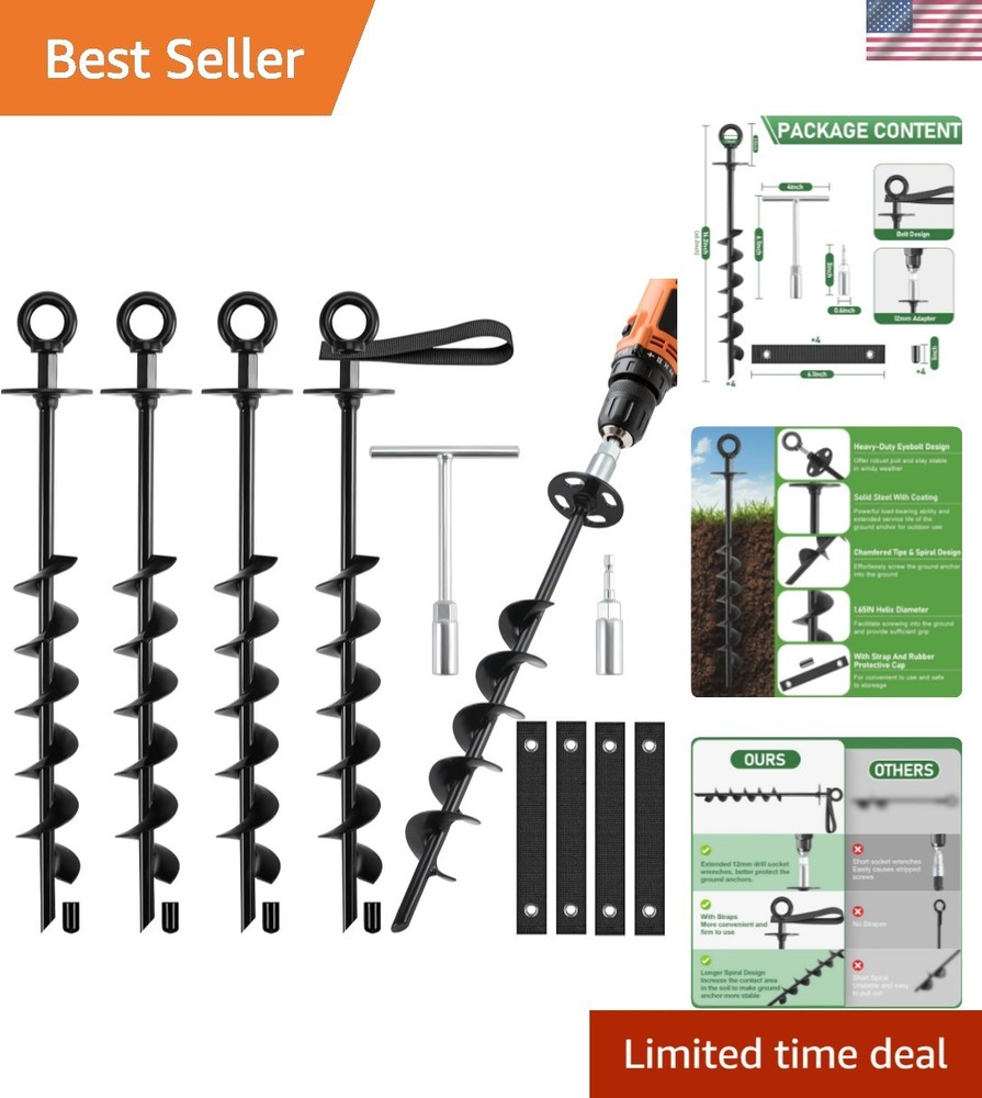 Ground Anchors Screw in – Heavy Duty Trampoline Anchors/Stakes for High Wind,…