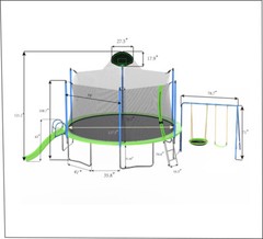 12FT Trampoline for Kids w/ Safety Enclosure Net & Basketball Hoop & Swings