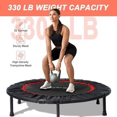 YESUNEED MINI EXERCISE TRAMPOLINE FOLDABLE FITNESS TRAMPOLINE 40″ BLACK/RED