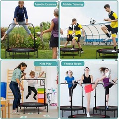 Foldable Mini Trampoline – 40″/48″ Fitness Rebounder with Adjustable Handle &…