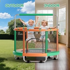 55″ Toddler Mini Trampoline for Kids, Indoor Outdoor Toys with Green-Orange