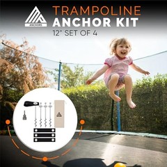 Trampoline Stakes 12in Heavy Duty 4 Pack with Straps
