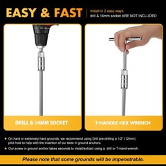 8 Pcs Ground Anchors Screw in, 12 Inch Heavy Duty Tent Stakes with Trampoline An
