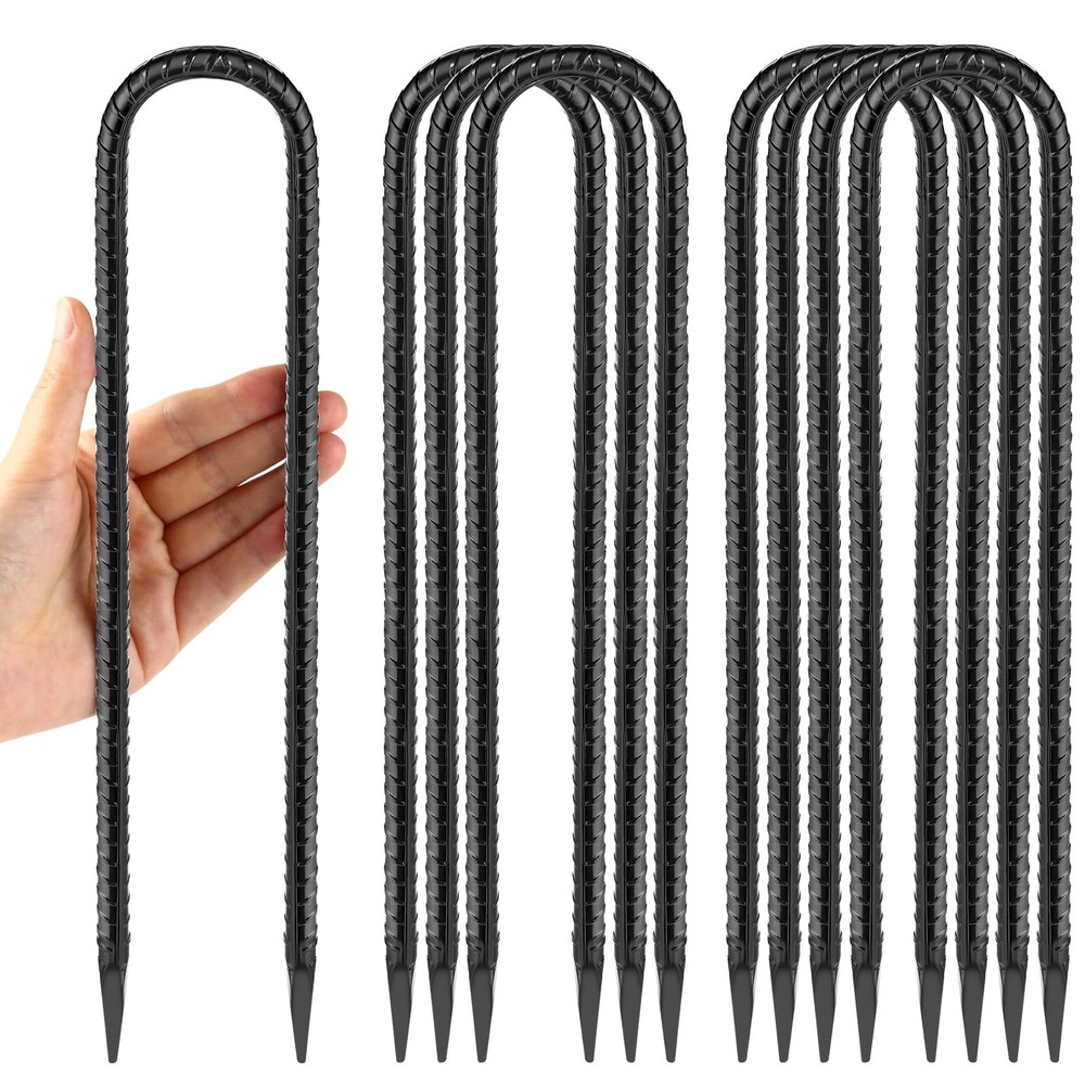 12 Inches Trampoline Wind Stakes, Heavy Duty U Stakes for Ground, 8-Pack Tram…
