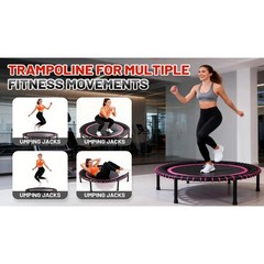 48in Springless FitnessTrampoline 450lbs Load Quiet Safe IndoorOutdoor Rebounder