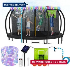 Trampoline Accessories Kit Kids,Basketball Hoop with 3 Mini Basketballs,50FT Sol