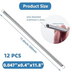 pcs Extension Springs,304 Stainless Steel Extension 0.047″x0.4″x11.8″ 12
