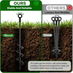 18-Inch Ground Anchors Screw in Heavy Duty, 4 Pack Trampoline Anchors & Stakes H