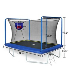YC 8 by 12FT Rectangular Trampoline w/ Basketball Board Inflater Ladder ASTM CPC