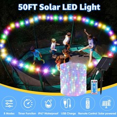 3-in-1 Trampoline Accessories Kit: 360°Rotating Water Sprinkler, 50FT Solar-P…