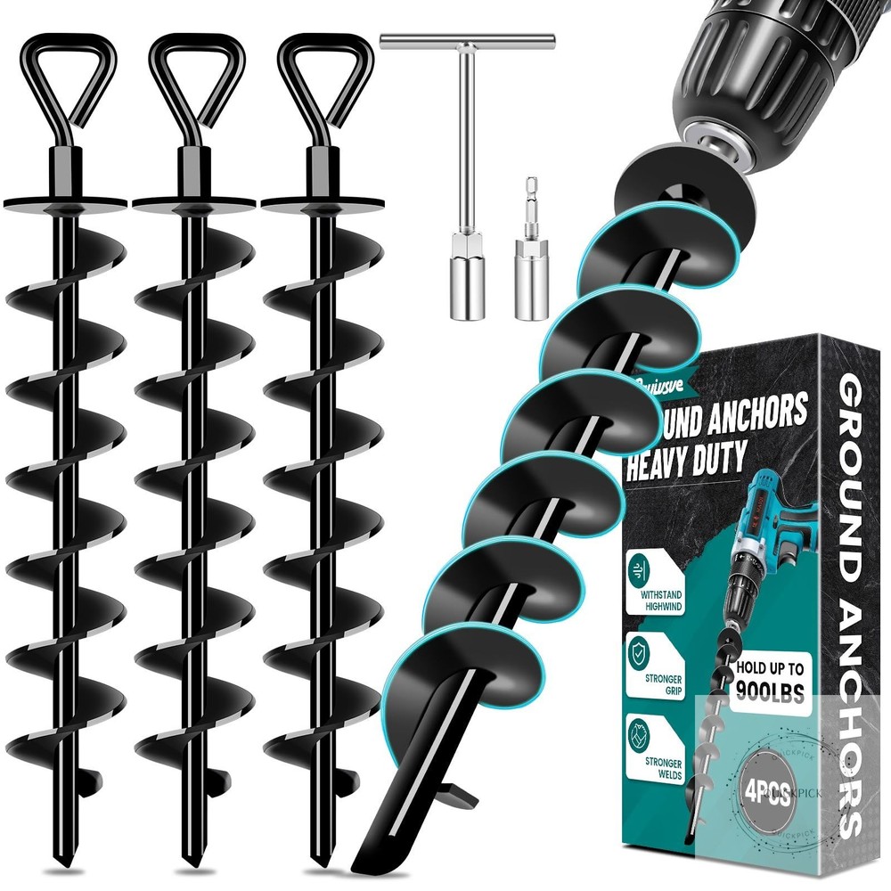 Ground Anchors Screw in , Heavy Duty Ground Trampoline Stakes High Wind Tent