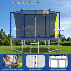 10ft Trampoline with Ladder Adults Kids Outdoor ASTM Approved Safety Trampolines