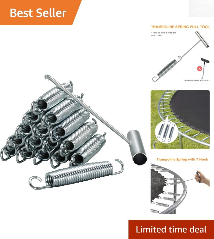 Effortless Install 5.5-7in Trampoline Replacement Springs with Stainless T-Hook