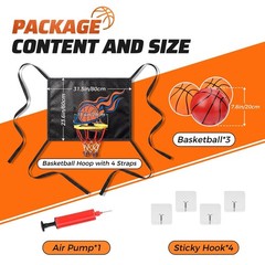 Trampoline Basketball Hoop Set with 3 Balls & Pump – Easy Install Universal Fit