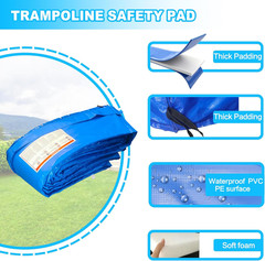 Trampoline Pad Replacement, 10/12/14/15/16FT Trampoline Spring Cover, No-Hole fo