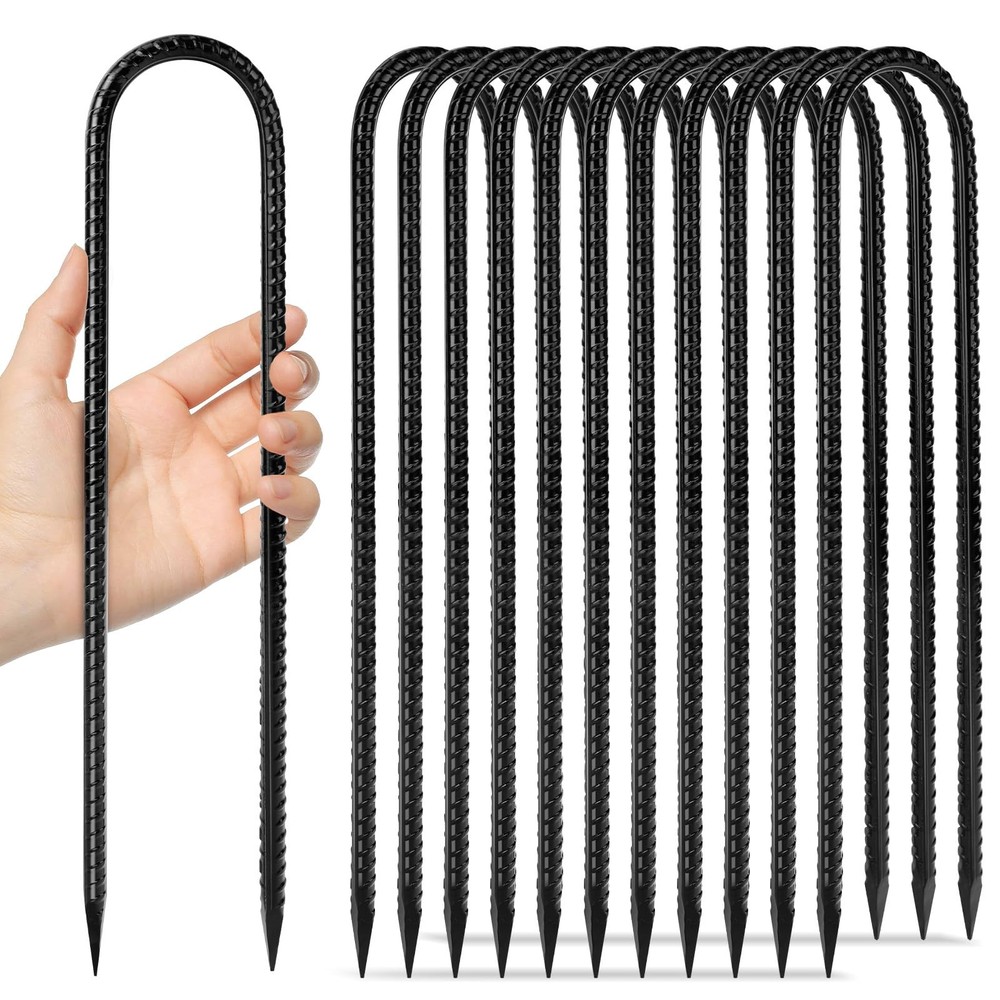 12 PCS 12 Inch Heavy Duty Trampoline Stakes Anchors U Hooks Wind Ground Yard