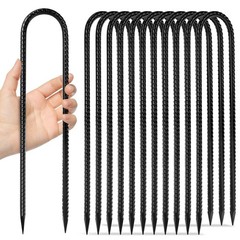 12 PCS 12 Inch Heavy Duty Trampoline Stakes Anchors U Hooks Wind Ground Yard