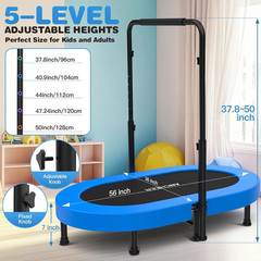 Trampoline, Mini Trampoline with Adjustable Handle -Indoor/Outdoor Rebounder for