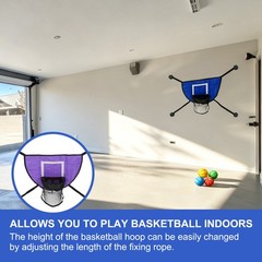 Trampolines Basketball Hoop, PVC Accessories with Pump & Mini Balls, Purple/Blue