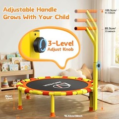 38” Toddler Trampoline,150lbs Capacity Mini Trampoline for Kids Orange Yellow