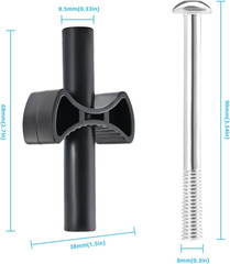 Trampoline Enclosure Pole Spacers and Screws Set, 12 Pieces, Black