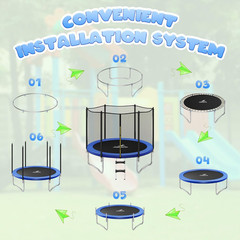 Trampoline 8FT, Outdoor Trampolines with Enclosure Net, Recreational Anti-Rust