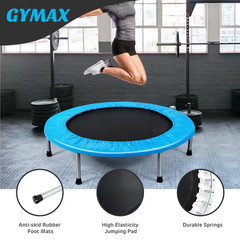 38 In. Blue Folding Mini Trampoline Fitness Rebounder with Safety Pad