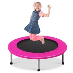 Topbuy 38″ Folding Mini Trampoline Portable Rebounder Trampoline Blue/Pink