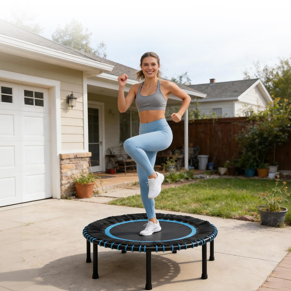 48in Springless FitnessTrampoline 450lbs Load Quiet Safe IndoorOutdoor Rebounder