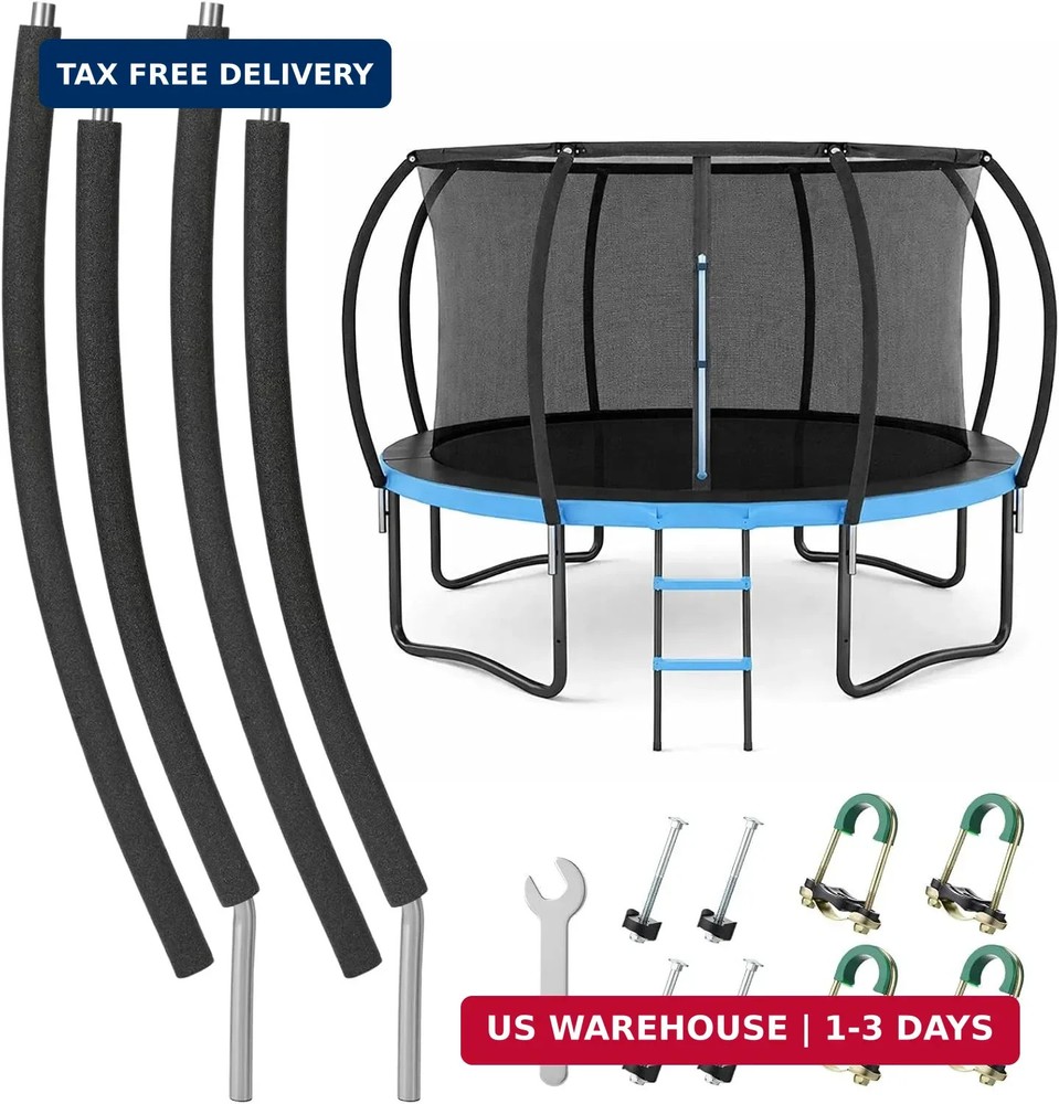 2 Pack Trampoline Replacement Curved Pole Universal Trampoline Enclosure Pole Fi