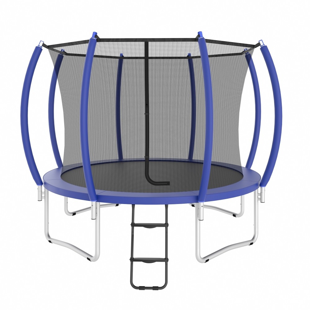 10FT Trampoline Safety Net w/ Basketball Hoop, Heat & Rust Resistant, Blue