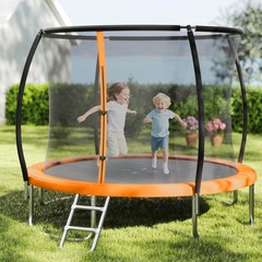 10FT Outdoor Trampoline w/Safety Enclosure Net Anti-Rust Galvanized Steel Frame