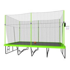 10ft by 17ft Rectangle Trampoline with Basketball Hoop System Advanced Ladder