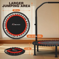 40″ Folding Mini Exercise Trampoline with Adjustable Handle Round Jump Rebounder