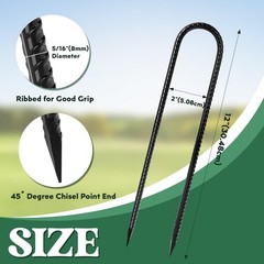 12 PCS 12 Inch Heavy Duty Trampoline Stakes Anchors U Hooks Wind Ground Yard