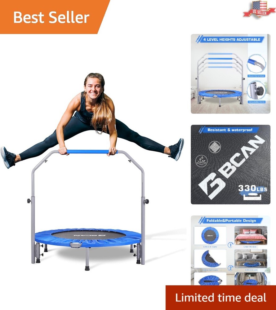 Indoor Exercise Trampoline – 40″ – Adjustable Foam Handle – Max Load 330lbs