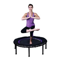 LEAPS & REBOUNDS 48″ Mini Fitness Trampoline & Rebounder Gym Equipment, Purple