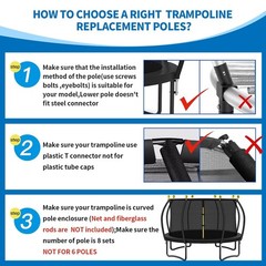 Universal Curved Trampoline Enclosure Poles Replacement 8 Pcs Curved Pole Set