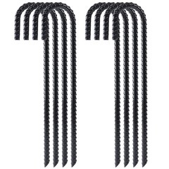 12 Inch 8 Pack Rebar Stakes Heavy Duty J Hook, Galvanized Ground Stakes Tent …