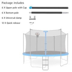 Universal 6-Pack Trampoline Replacement Enclosure Poles