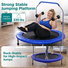 Foldable Mini Trampoline 40 220 lb Capacity Foam Handle SereneLife Compact Kids
