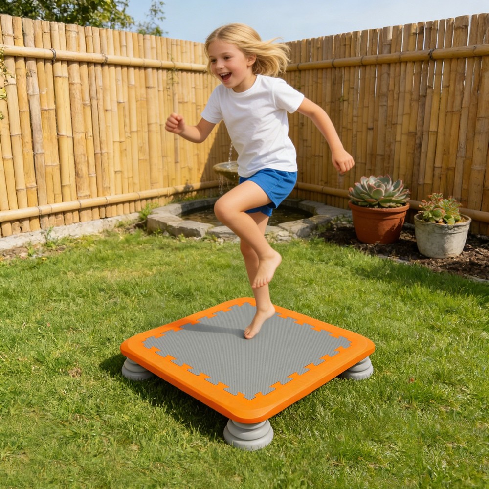 Square Kids Mini Trampoline 154LBS Anti-slip Eva Pad Indoor Outdoor Jumping Toy