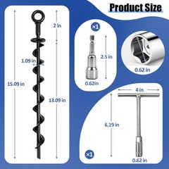Ground Anchors Heavy Duty, 15in Steel Spiral Ground Stakes Screw in, 4 Pack E…