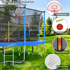 Lyromix Upgraded 16FT 15FT 14FT 12FT 10FT 8FT Trampoline Outdoor with Basketball